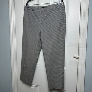 Talbots Ankle Pants Womens 12 Black White Gingham Lined Flat Front Cotton Blend
